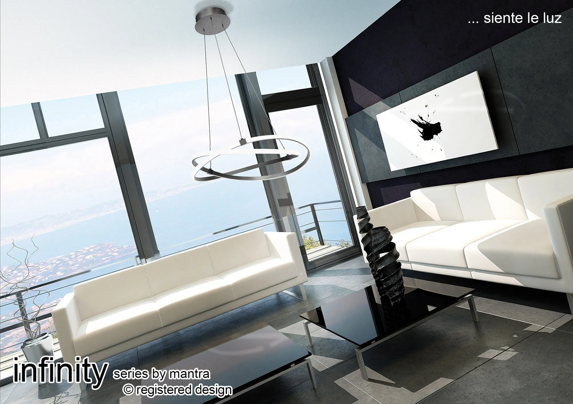 Infinity Silver Ceiling Lights Mantra Ring Pendants